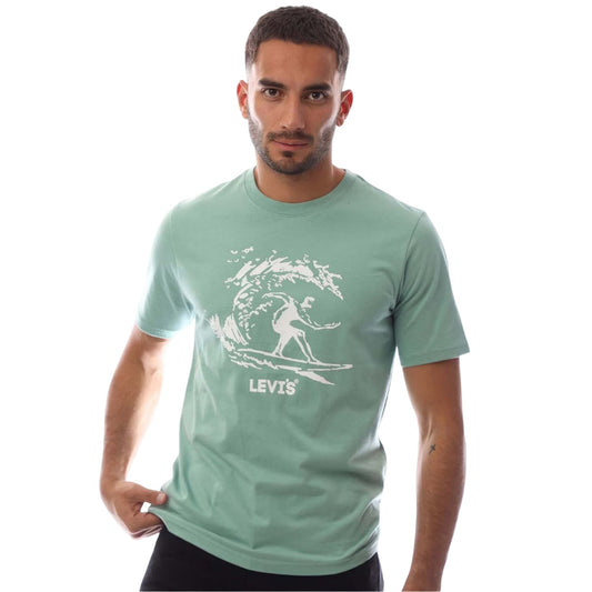 Green - Front - Levis Mens Graphic Print Crew Neck Boyfriend T-Shirt