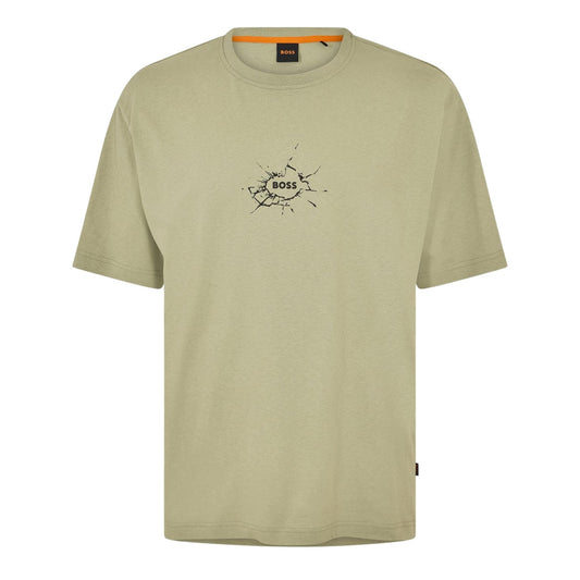 Green - Front - Boss Mens Logo Cotton Crew Neck T-Shirt