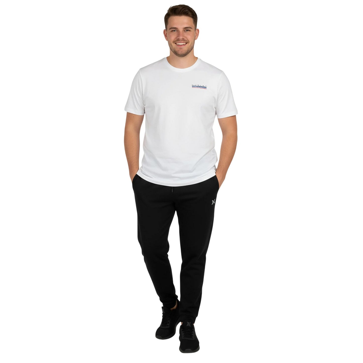 White - Lifestyle - Hurley Mens Throwback Back Print T-Shirt