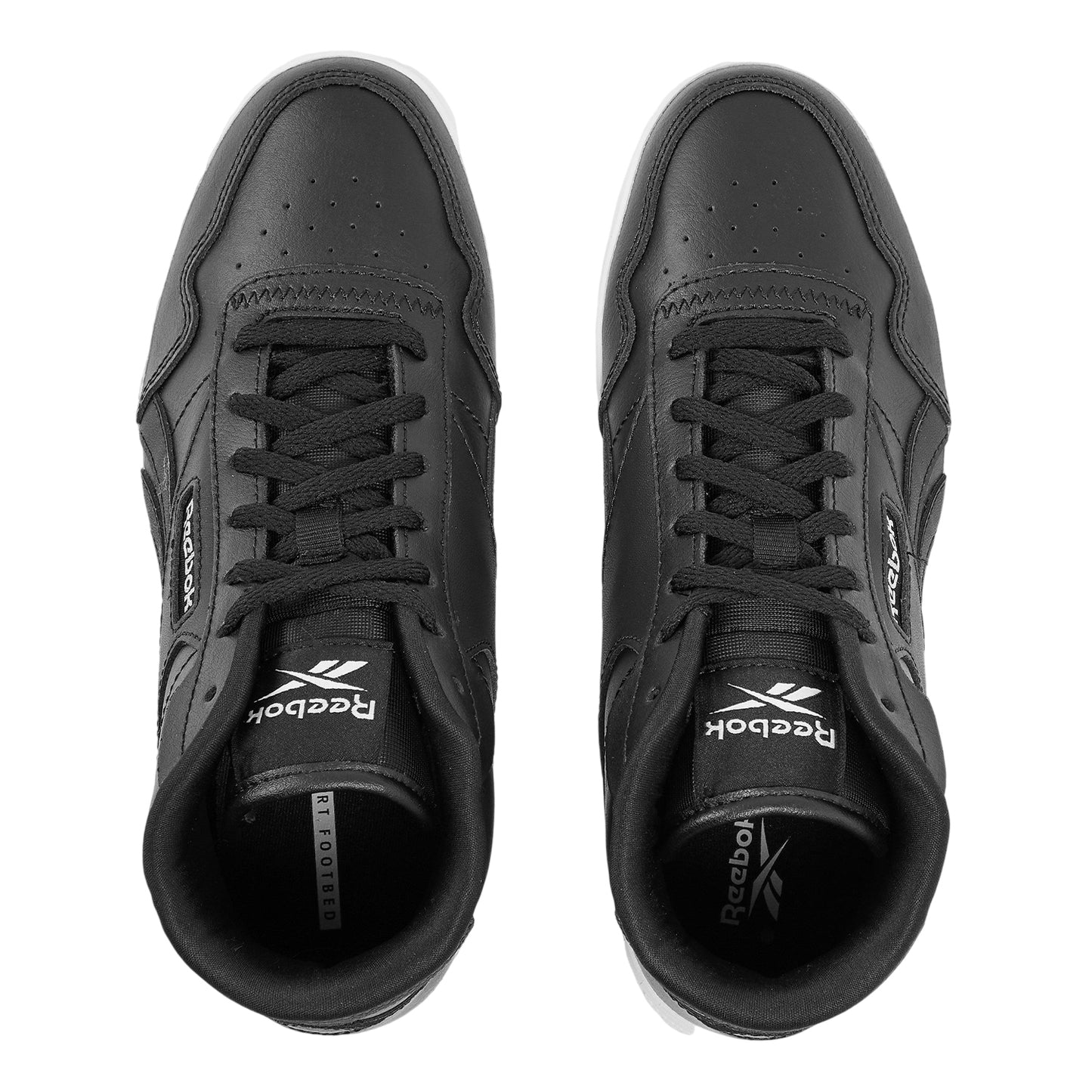 Black-White - Side - Reebok Womens-Ladies Court Advance Mid Cut Trainers