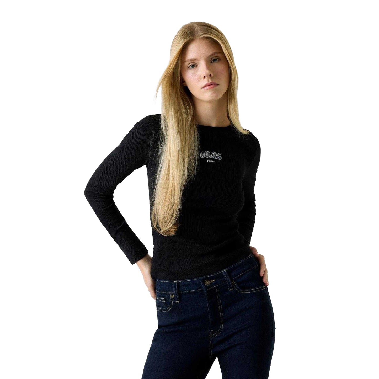 Shoreline - Side - Guess Womens-Ladies Logo Long-Sleeved T-Shirt