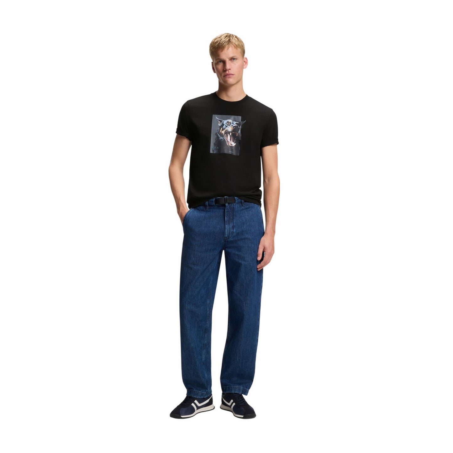 Black - Side - Boss Unisex Adult Doberman T-Shirt