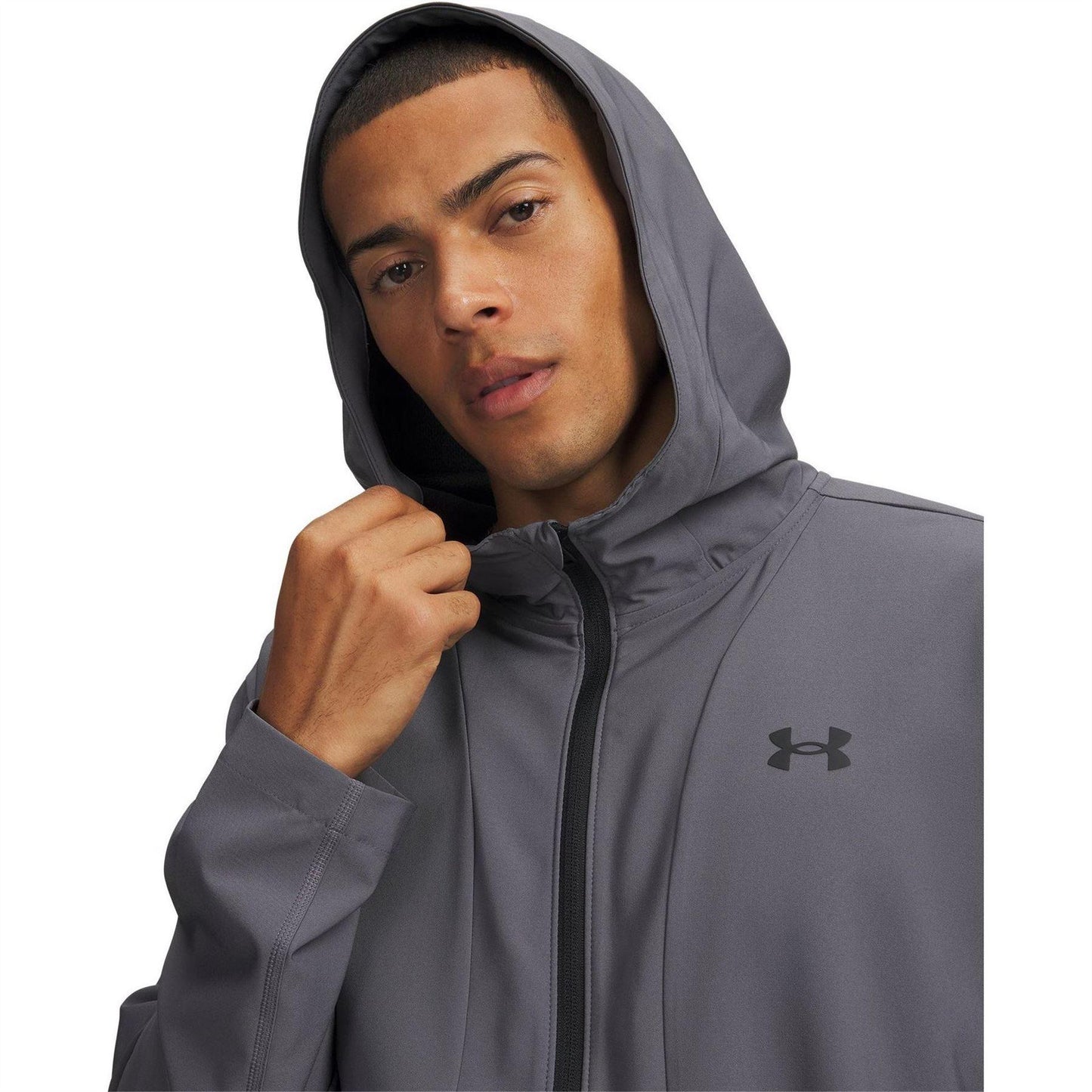 Charcoal Grey - Side - Under Armour Mens Unstoppable Performance Training Hooded Jacket