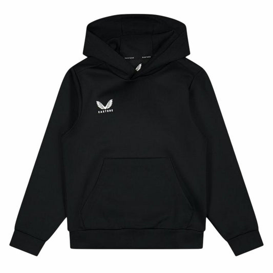 Caviar-Black - Front - Castore Childrens-Kids Logo Polyester Hoodie