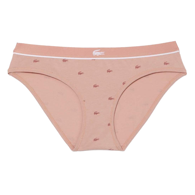 Pink - Front - Lacoste Womens-Ladies All Over Logo Cotton Stretch Briefs