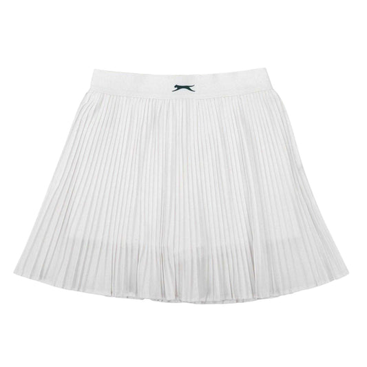 White - Front - Slazenger Girls Logo Micro Pleat Tennis Skirt