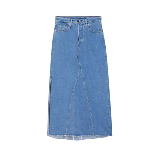 Blue - Front - Levis Womens-Ladies Denim Side Slit Long Skirt