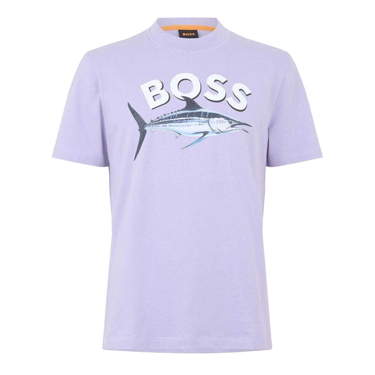 Purple - Front - Boss Mens Fish Cotton T-Shirt
