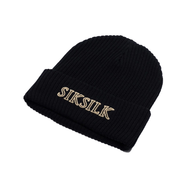 Black - Side - SikSilk Core Embroidered Logo Beanie