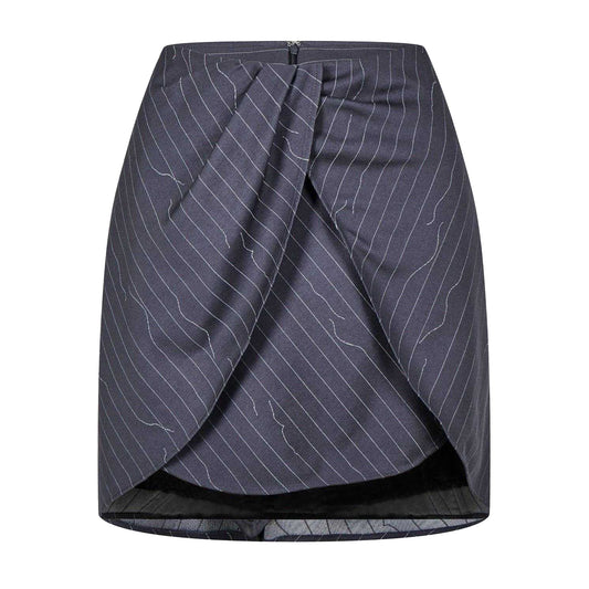Grey - Front - Off White Womens-Ladies Pinstripe Wool Blend Slim Mini Skirt