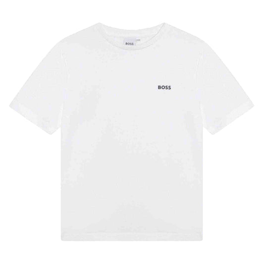 White - Front - Boss Boys Small Logo T-Shirt
