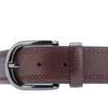 Red - Side - Ted Baker Picolt Brogue Detailing Bovine Leather Belt