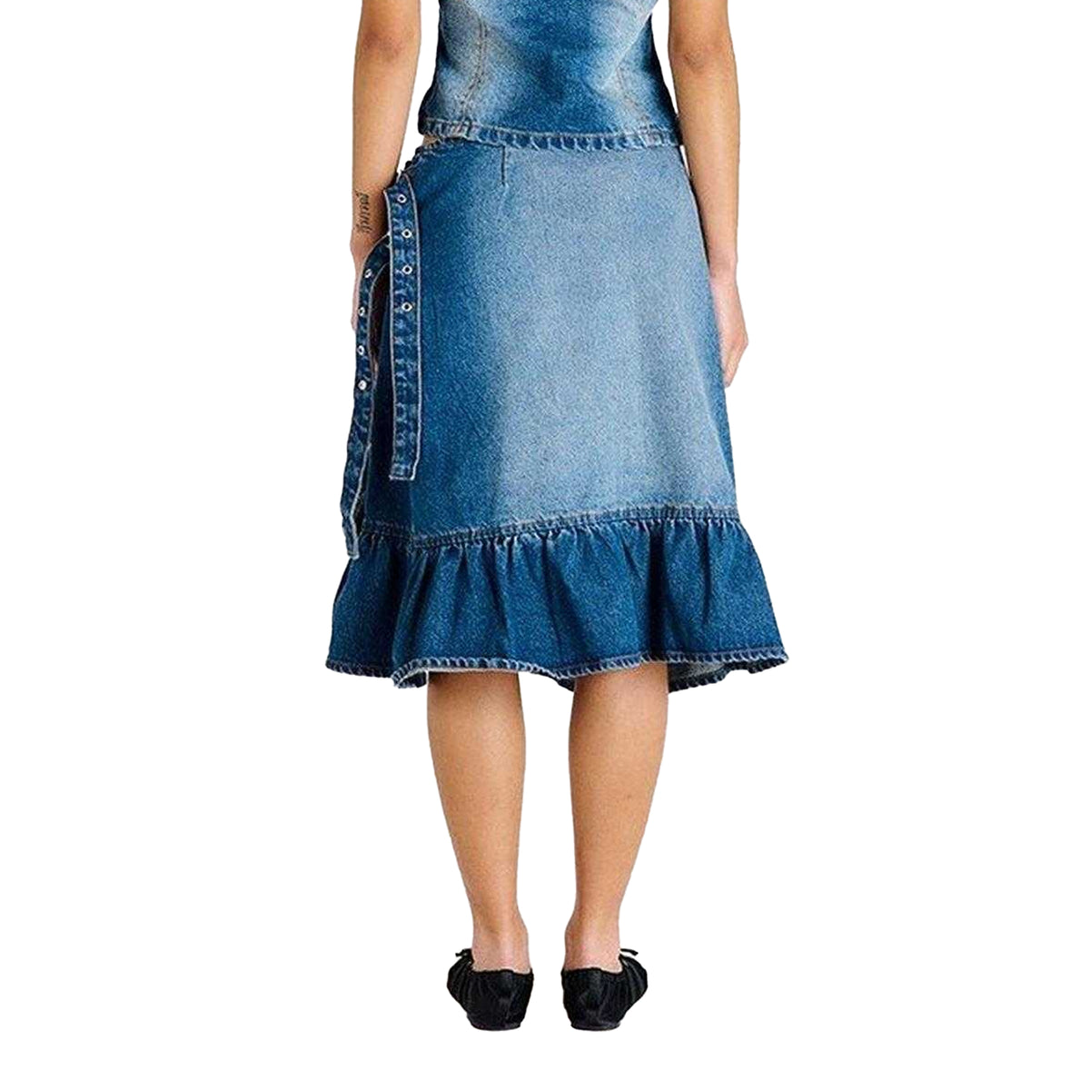 Dirty Washed - Back - The Ragged Priest Womens-Ladies Gail Buckle Denim Skirt