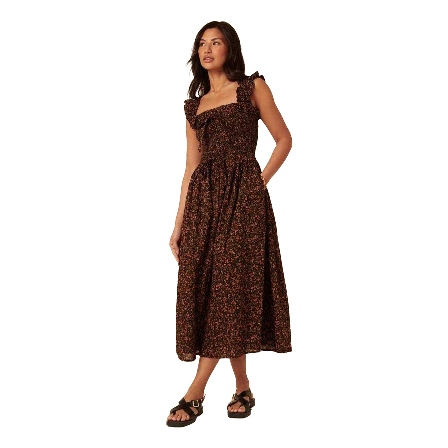 Black - Lifestyle - Nobody´s Child Womens-Ladies Christina Square Neck Midi Dress