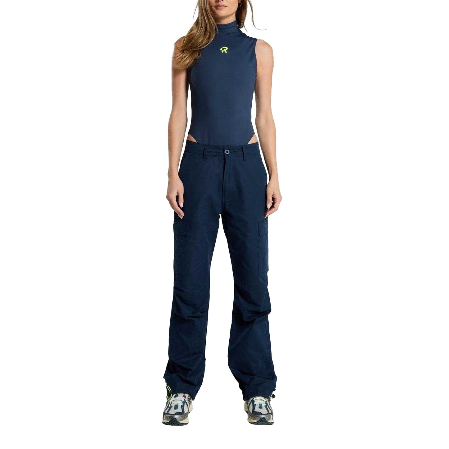 Navy - Lifestyle - Red Run Womens-Ladies Logo Turtle Neck Slim Sleeveless Bodysuit