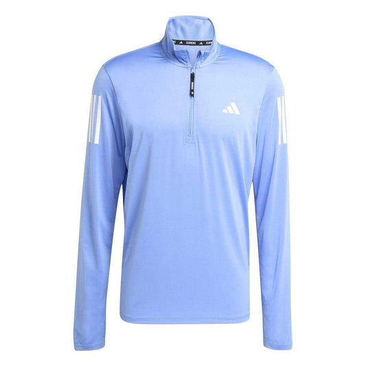 Blue - Front - Adidas Mens Own The Run Half Zip Running T-Shirt