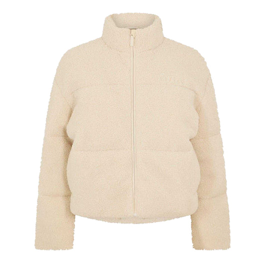 Cream - Front - USA Pro Womens-Ladies Borg Puffer Jacket