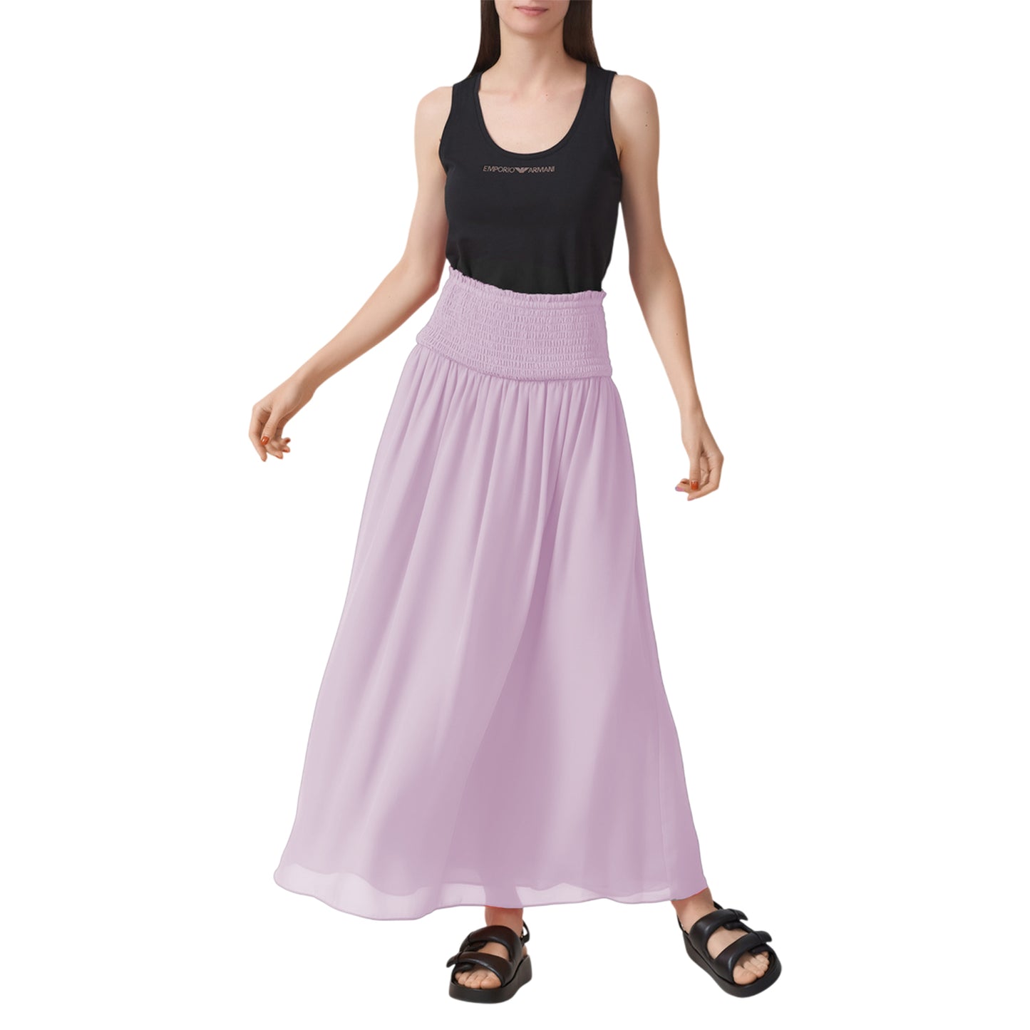 Lilac - Back - Emporio Armani EA7 Womens-Ladies High Waist Maxi Skirt
