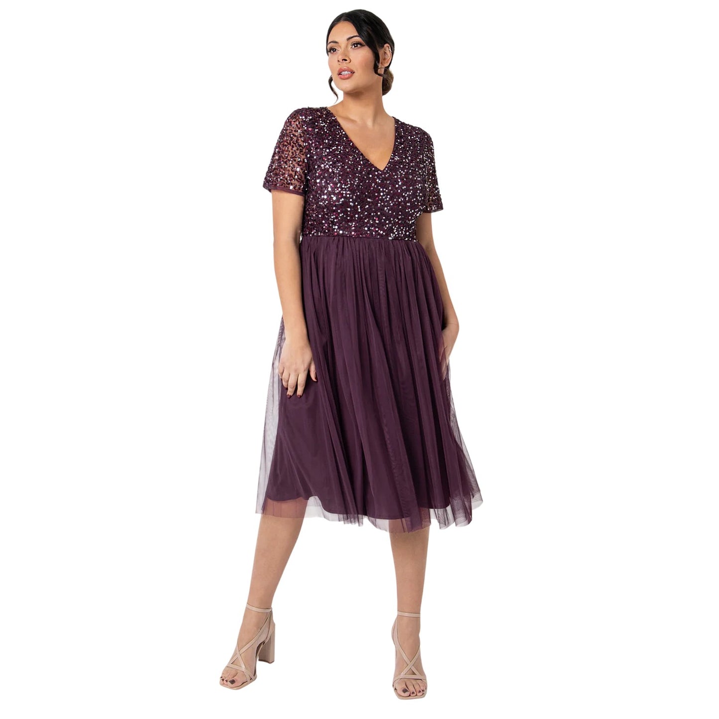 Berry - Lifestyle - Deluxe Womens-Ladies Sequin Midi Dress
