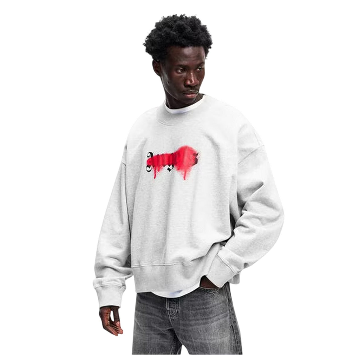 Grey-Red - Side - Palm Angels Mens Regular Sweatshirt