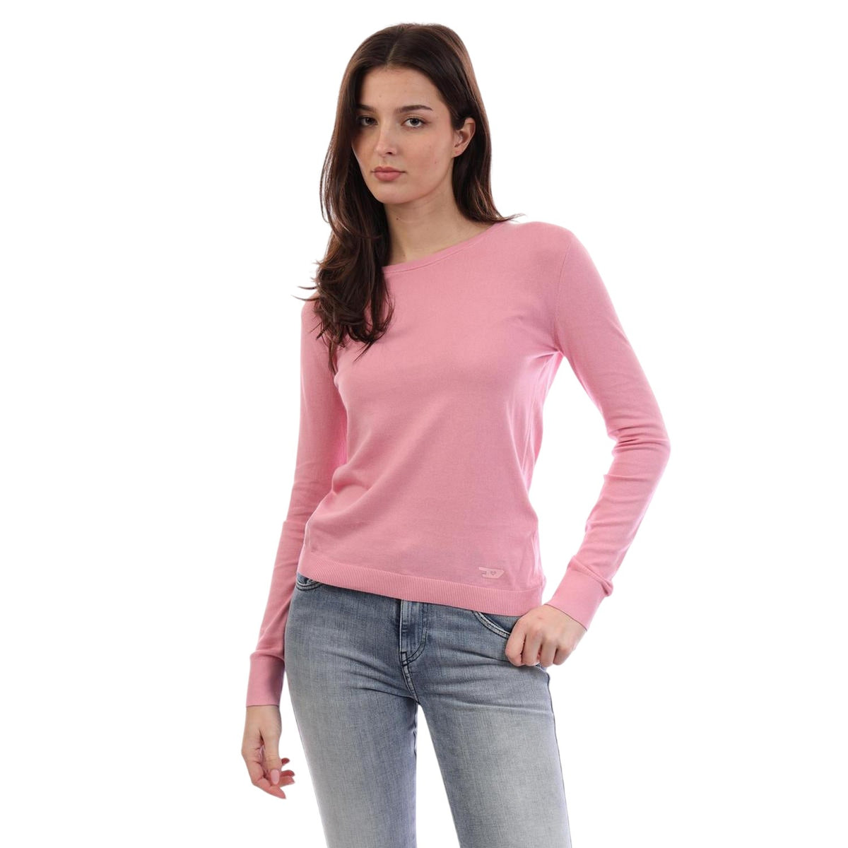 Pink - Lifestyle - Diesel Womens-Ladies Fine Knit Ribbed Sweatshirt