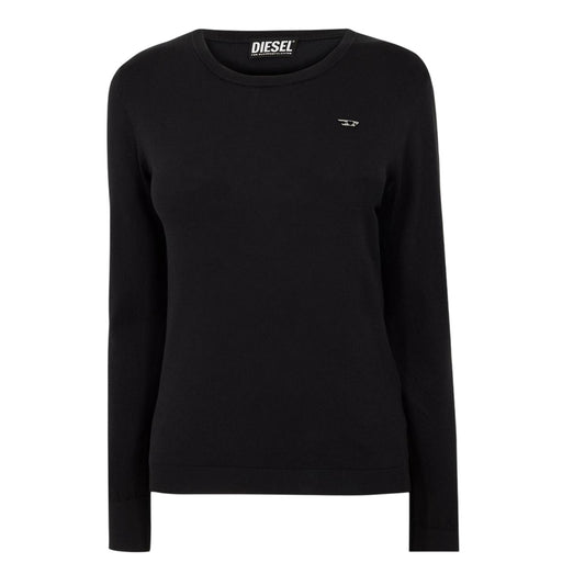 Black - Front - Diesel Womens-Ladies Fine Knit Ribbed Sweatshirt