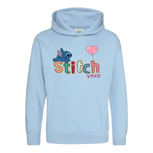 Light Blue - Front - Lilo & Stitch Childrens-Kids Heart Long-Sleeved Valentine`s Day Hoodie