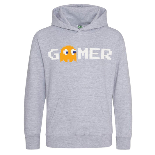 Grey - Front - Awdis Childrens-Kids Gamer Pac-Man Hoodie