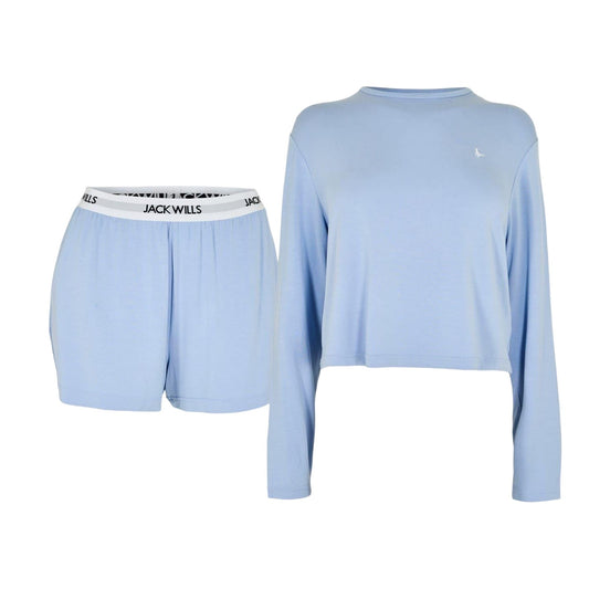 Brunnera Blue - Front - Jack Wills Womens-Ladies Cotton Blend Loungewear Set