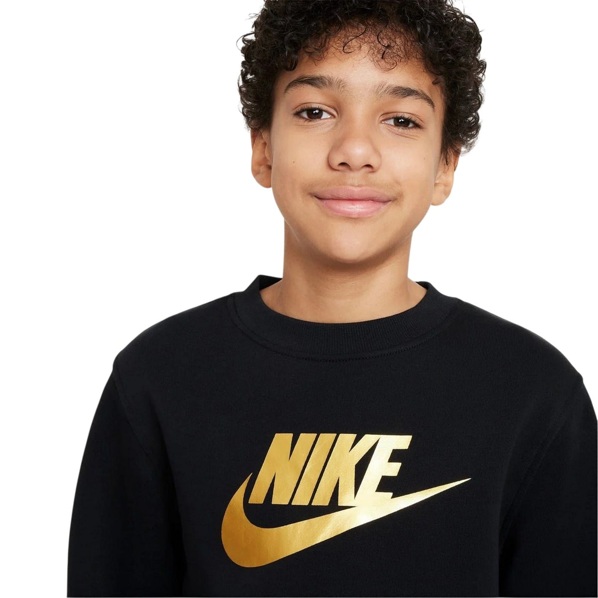 Black - Side - Nike Childrens-Kids Gold Logo Sweatshirt