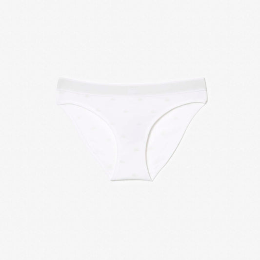 White - Front - Lacoste Womens-Ladies Cotton Stretch Briefs