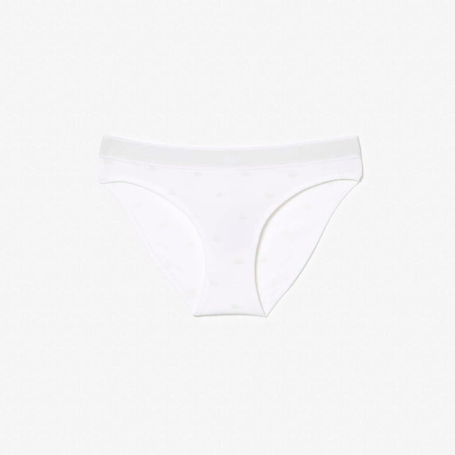 White - Front - Lacoste Womens-Ladies Cotton Stretch Briefs