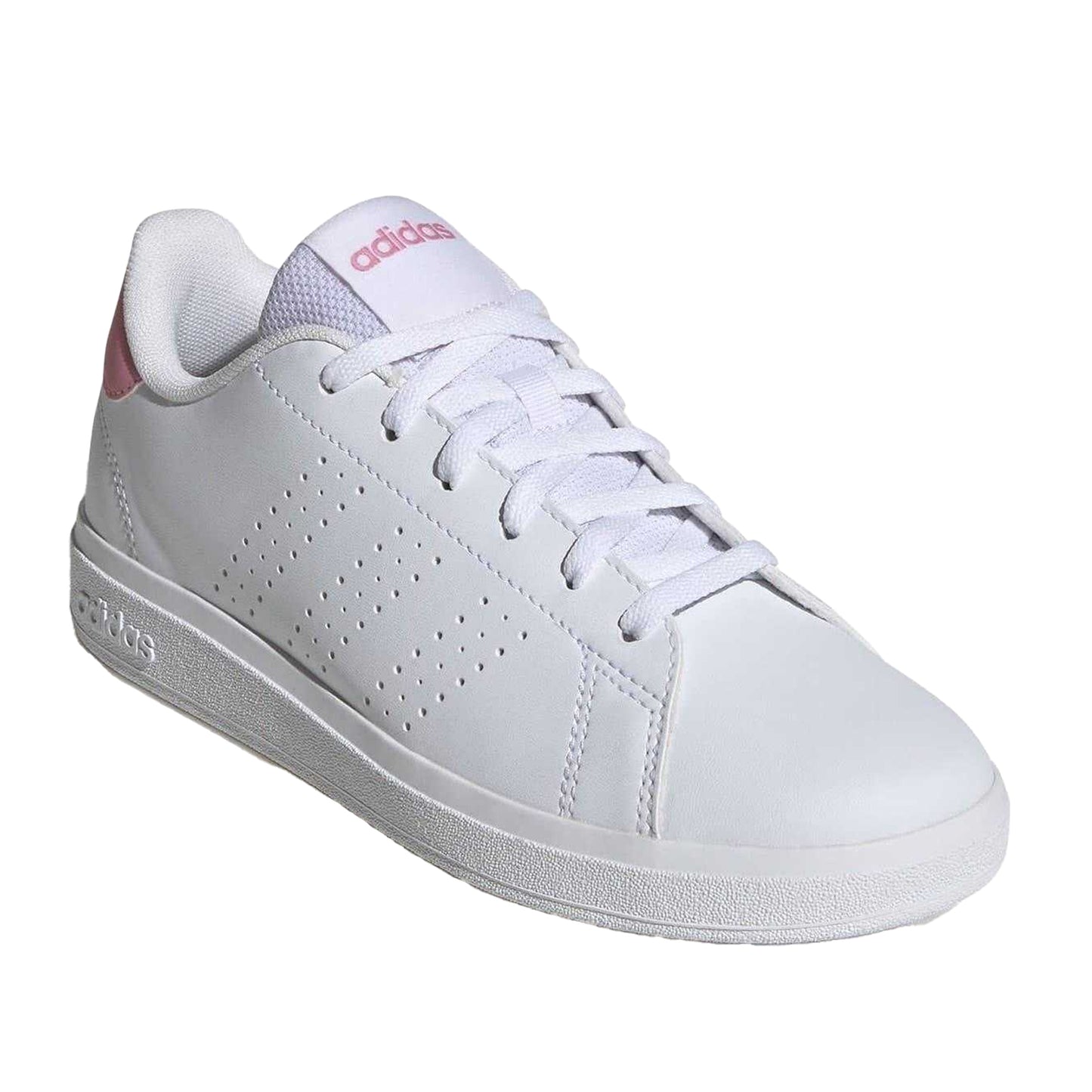 White-Pink - Pack Shot - Adidas Unisex Adult Advantage Base 2.0 Flat Trainers