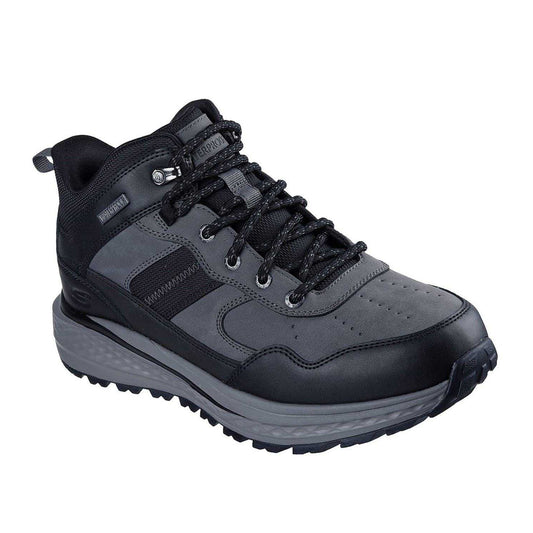 Black-Grey - Front - Skechers Mens Turner Leather Lace Up Hiking Boots