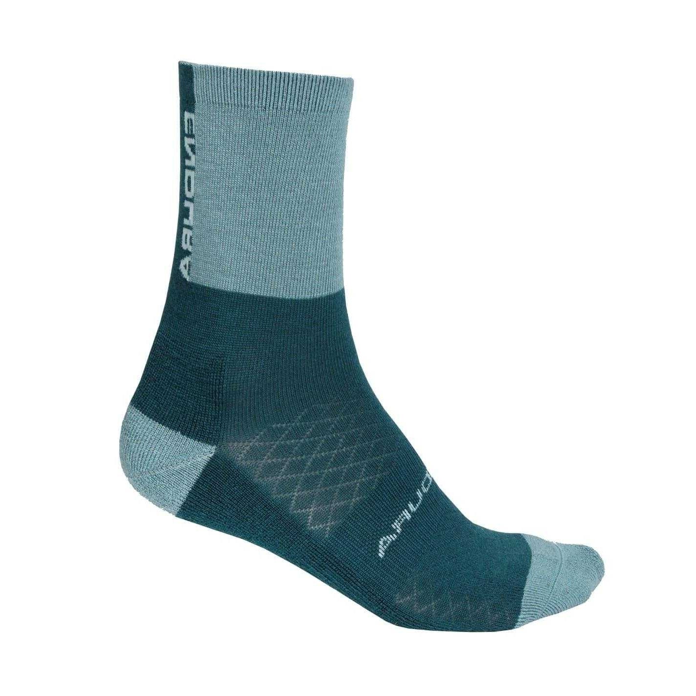 Deep Teal - Back - Endura Womens-Ladies BaaBaa Merino Wool Cycling Socks