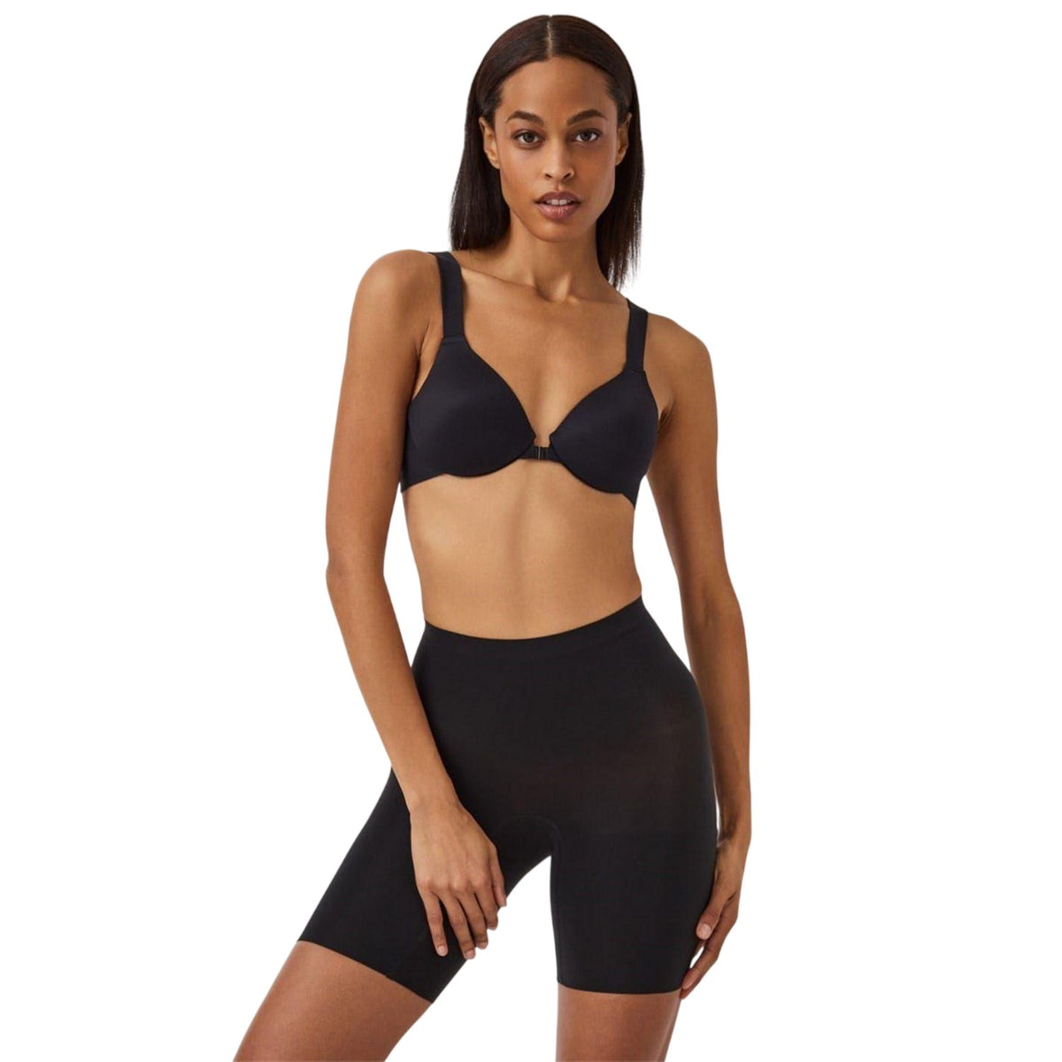 Very Black - Lifestyle - Spanx Womens-Ladies Nylon Seamless Shaping Shapewear Shorts