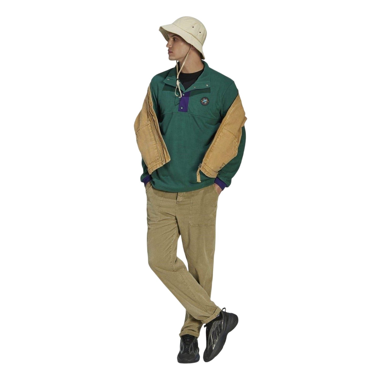 Green - Pack Shot - Adidas Mens Collared Relaxed Fit Sweatshirt