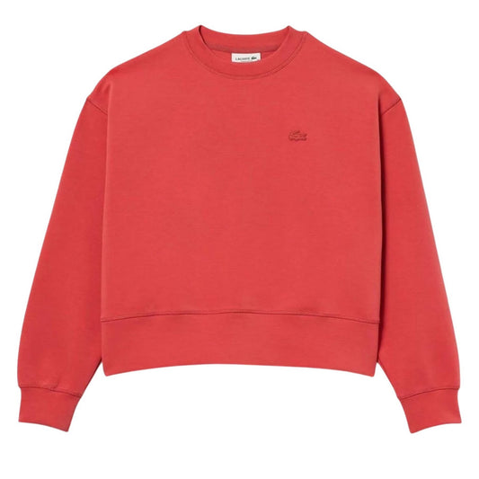 Red - Front - Lacoste Womens-Ladies Embroidered Logo Cotton Blend Oversized Sweatshirt