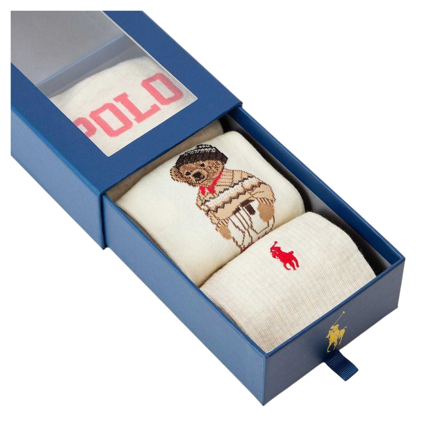 Multicoloured - Side - Ralph Lauren Womens-Ladies Polo Bear Crew Socks (Pack of 3)