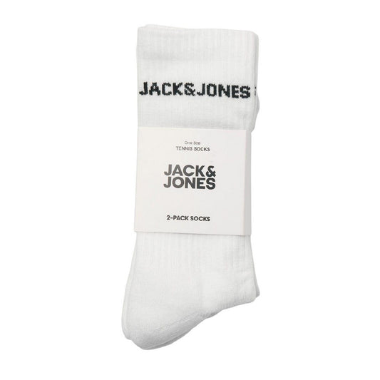 White - Front - Jack And Jones Mens Basic Logo Crew Socks (Pack of 2)
