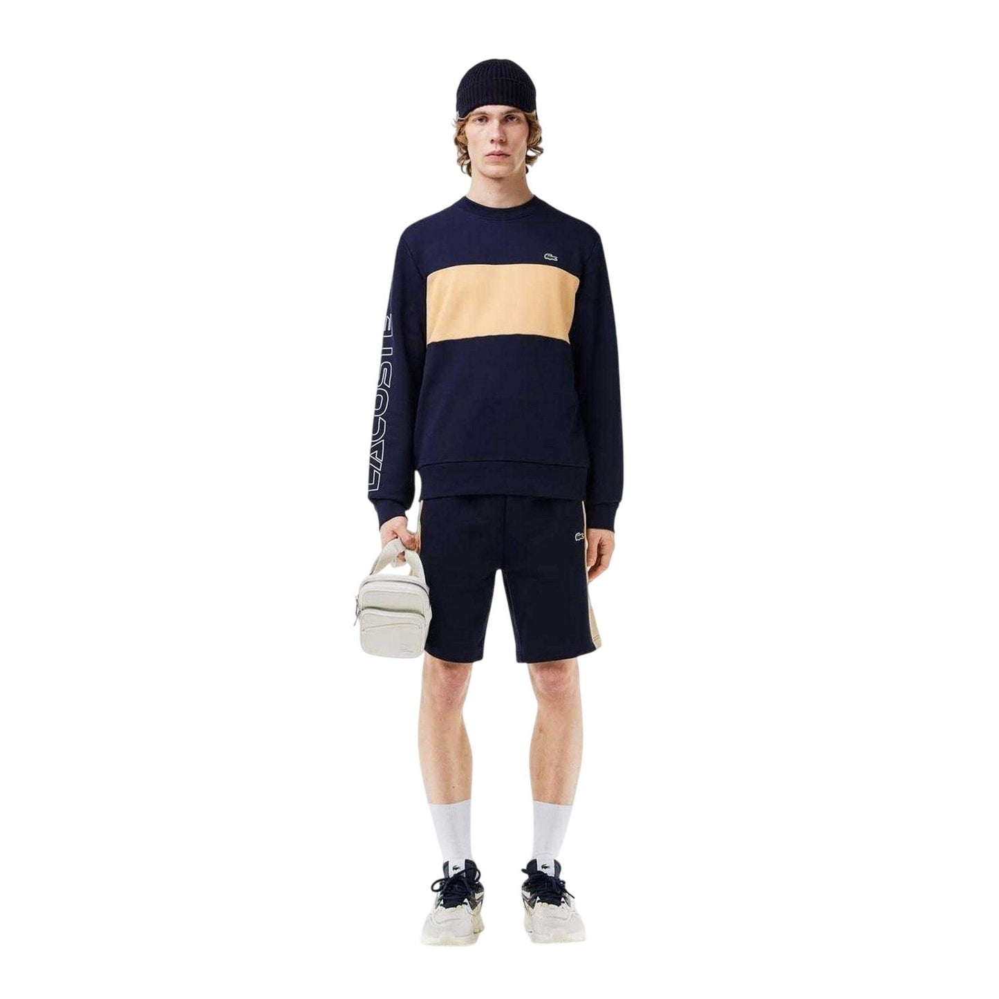Navy - Side - Lacoste Mens Colour Block Classic Sweatshirt