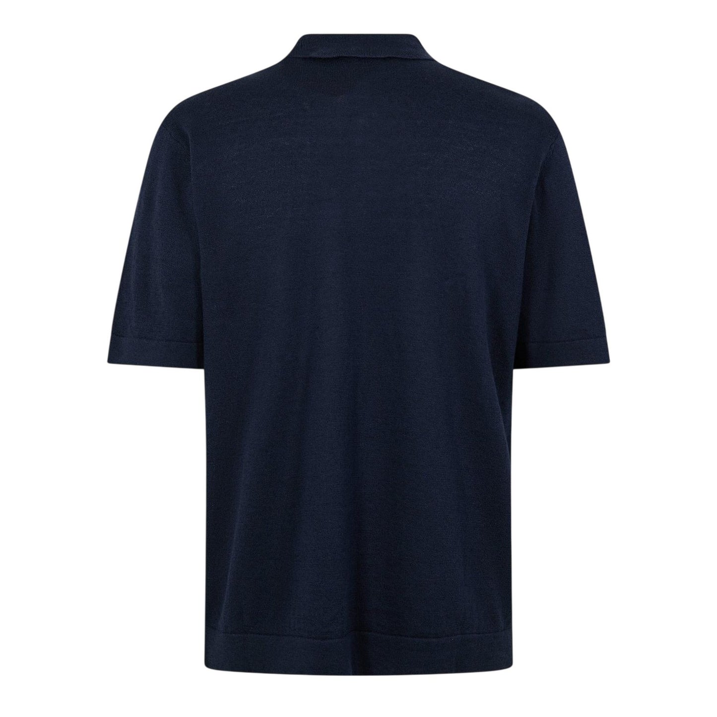 Dark Blue - Back - Boss Mens Knitted Short-Sleeved Polo Shirt