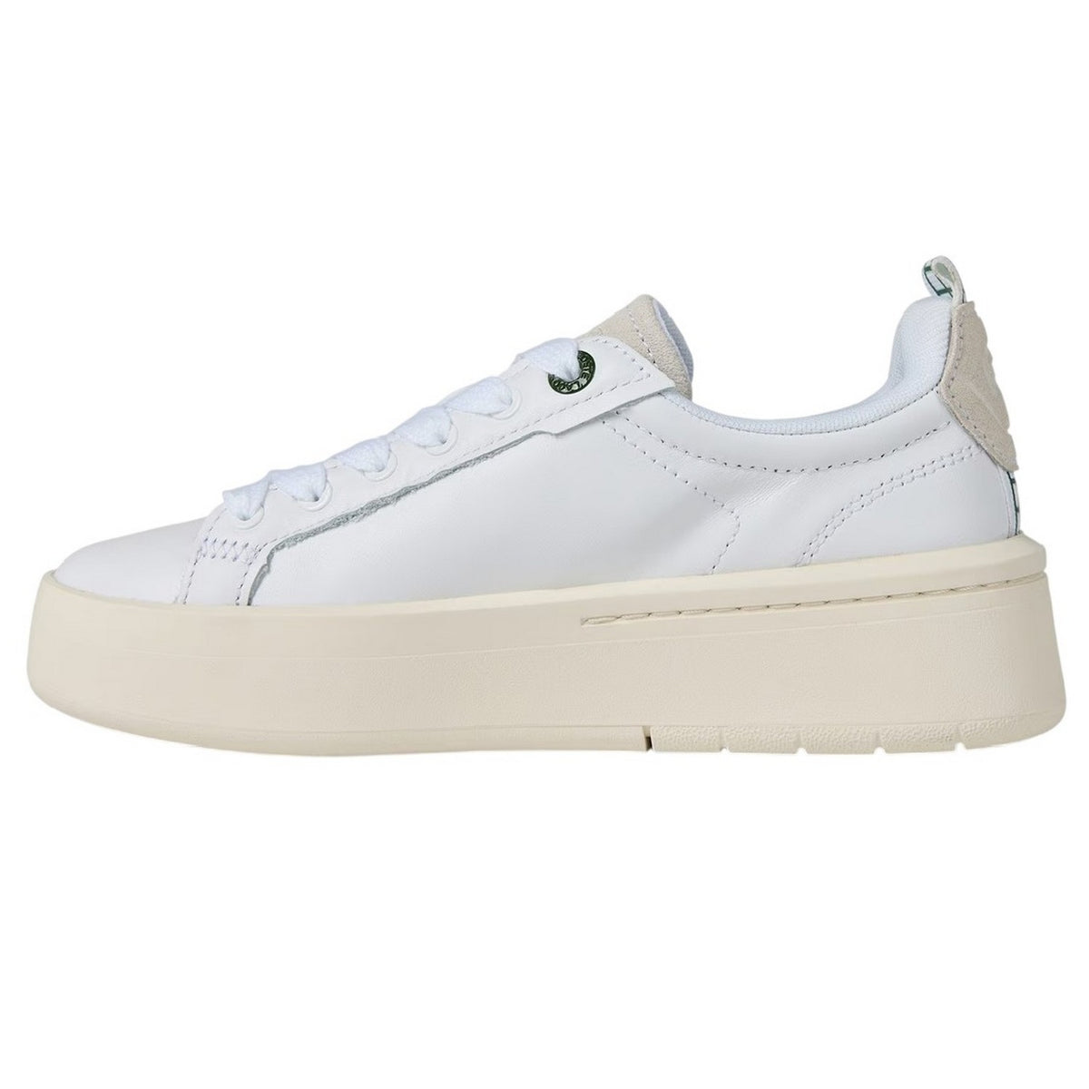 White-Green - Side - Lacoste Womens-Ladies Carnaby Leather Platform Trainers