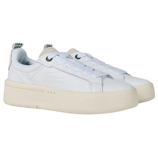 White-Green - Front - Lacoste Womens-Ladies Carnaby Leather Platform Trainers