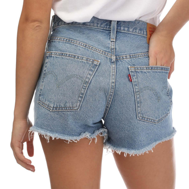 Denim - Back - Levis Womens-Ladies 501 Original Shorts