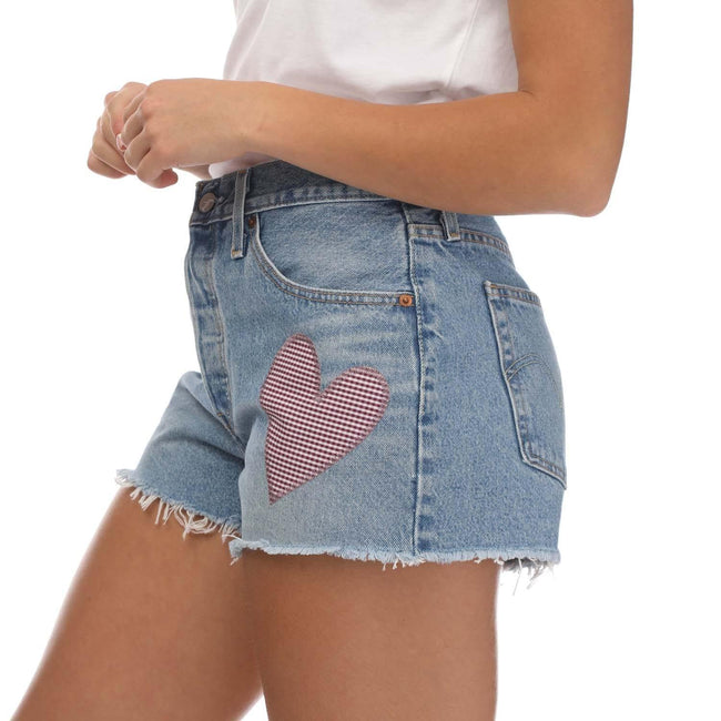 Denim - Side - Levis Womens-Ladies 501 Original Shorts