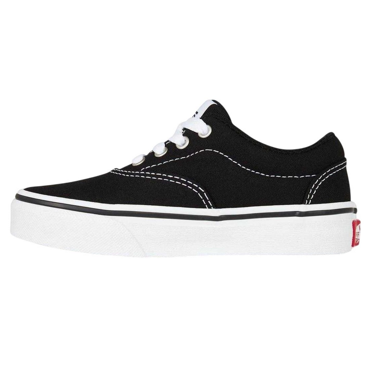 Black-White - Side - Vans Childrens-Kids Doheny SS19 Canvas Flat Trainers