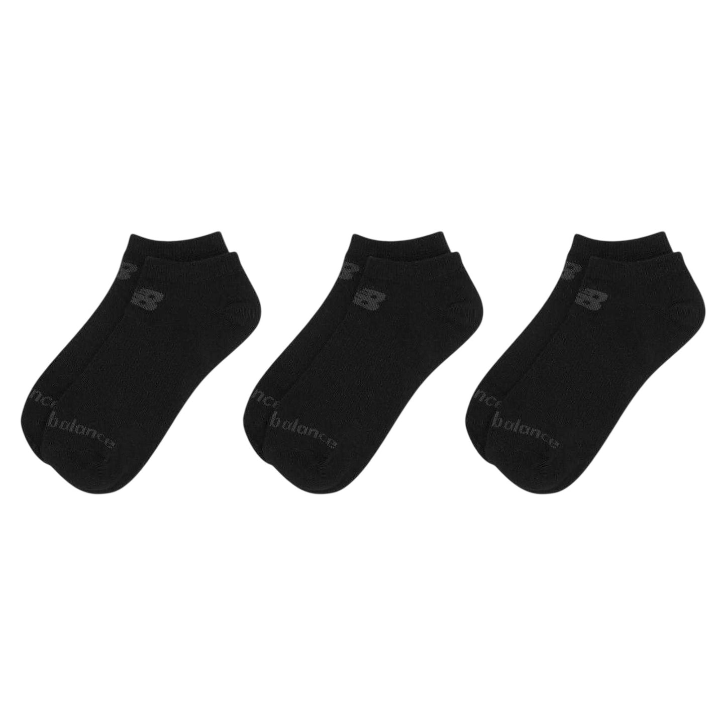 Black - Back - New Balance Unisex Adult Logo No-Show Socks (Pack of 3)