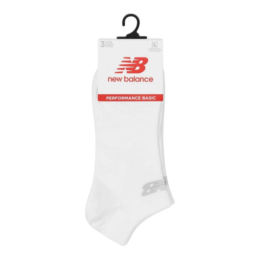 White - Front - New Balance Unisex Adult Logo No-Show Socks (Pack of 3)