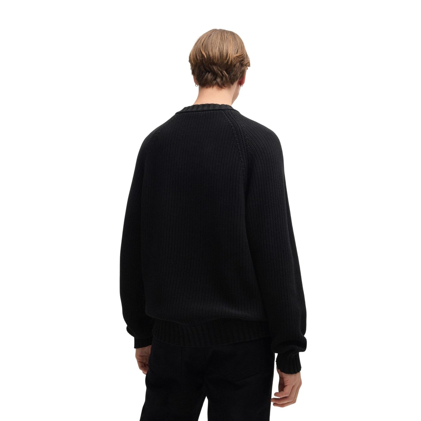Black - Back - Hugo Unisex Adult Regular Raglan Jumper